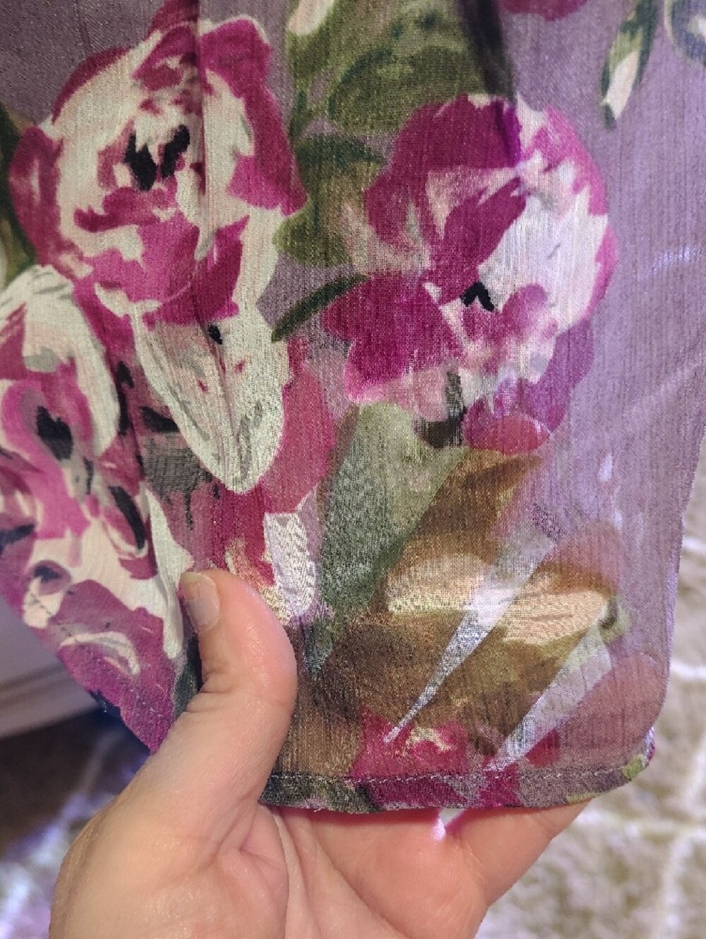 Candie's Lavender Floral Crochet-Trim Peasant Blouse - Picture 4 of 11
